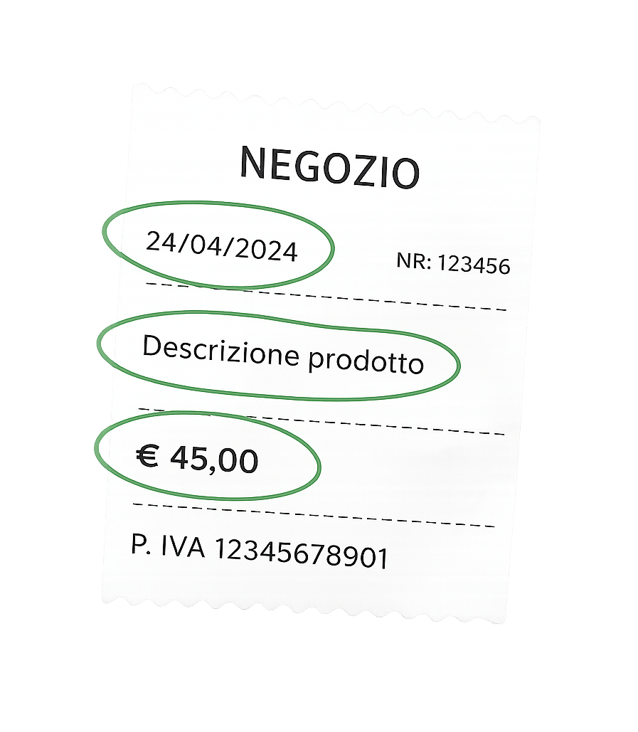 Esempio scontrino di acquisto